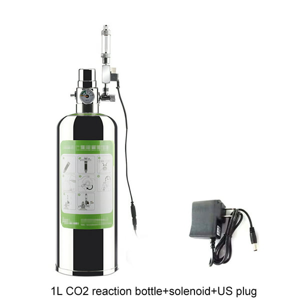 Weehey 1L Aquarium CO2 Generator System Kit CO2 Stainless Steel Cylinder Generator System with Solenoid Valve Carbon Dioxide Reactor Kit for Plants Aquarium